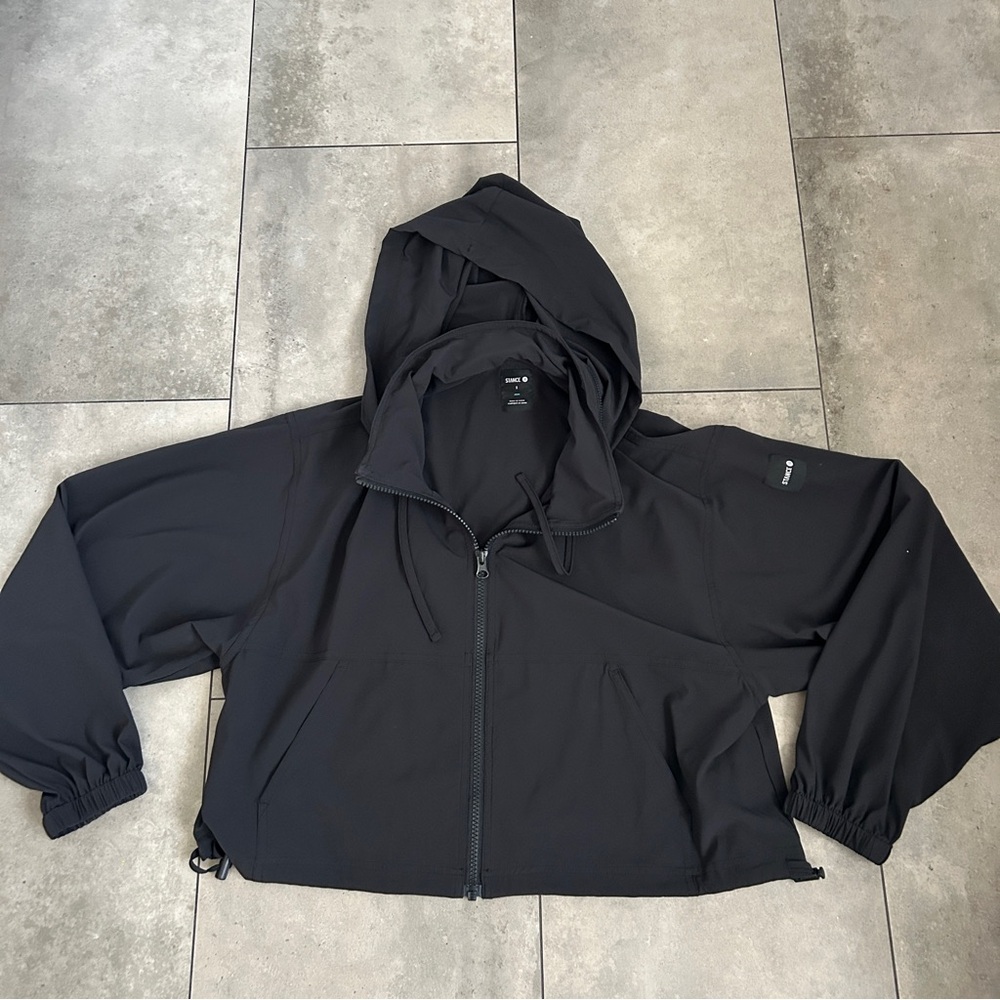 STANCE superfly black lightweight pullover cropped black jacket workout small